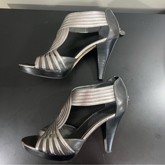 EUC Franco Sarto Metallic Silver and Dark Grey Heels 8.5 - Picture 4 of 15